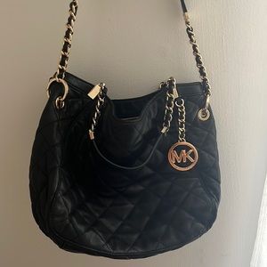 Michael Kors Susannah Large Black Quilted Leather Handbag